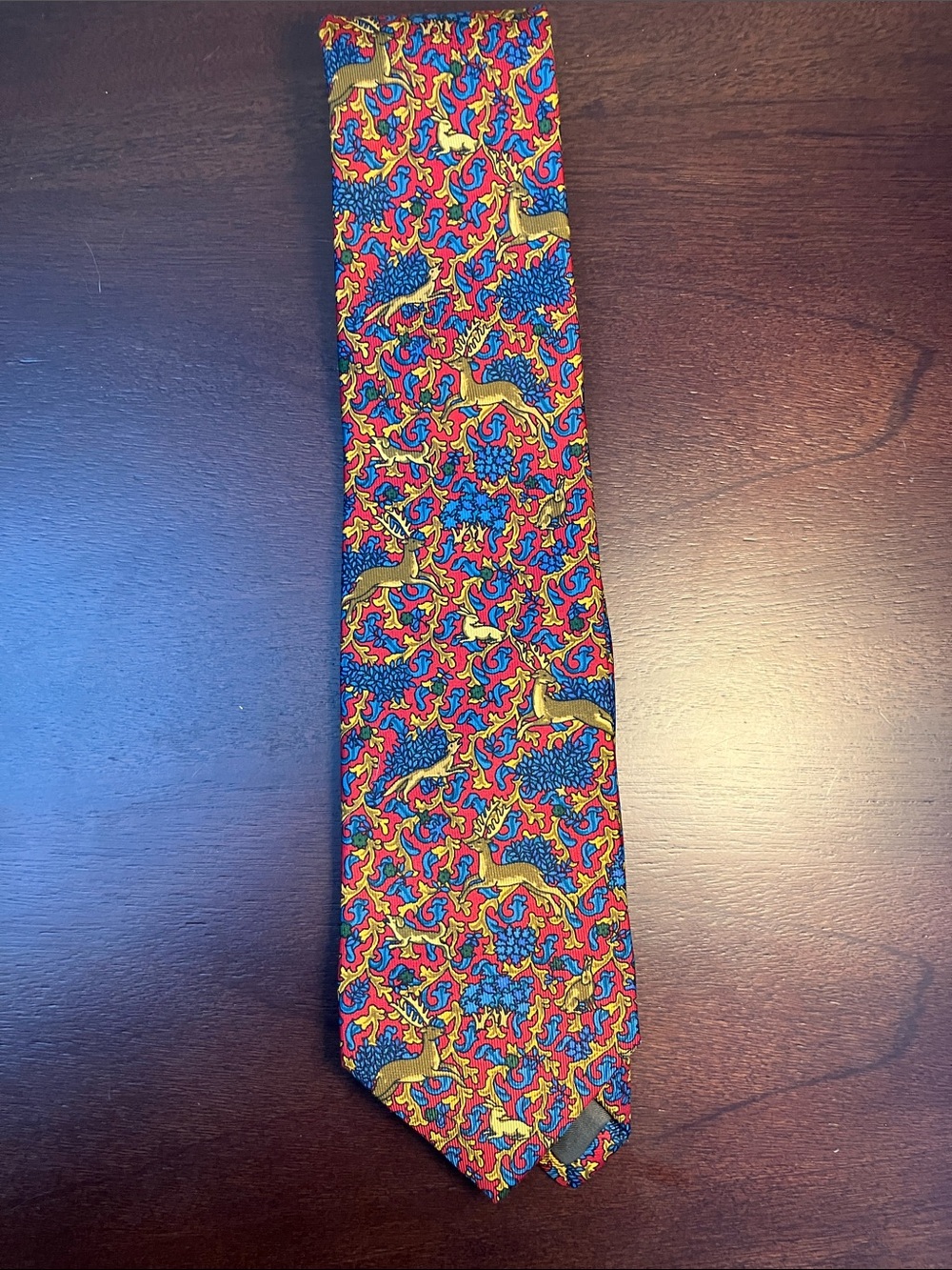 Holland & Holland silk tie flora and fauna motif made in England